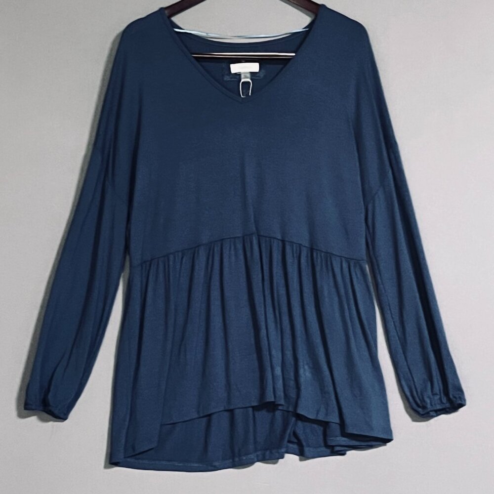 NWOT Cupio Blue Babydoll V Neck Tunic XL